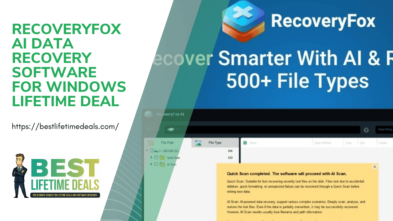 RecoveryFox AI Data Recovery Software For Windows Lifetime Deal