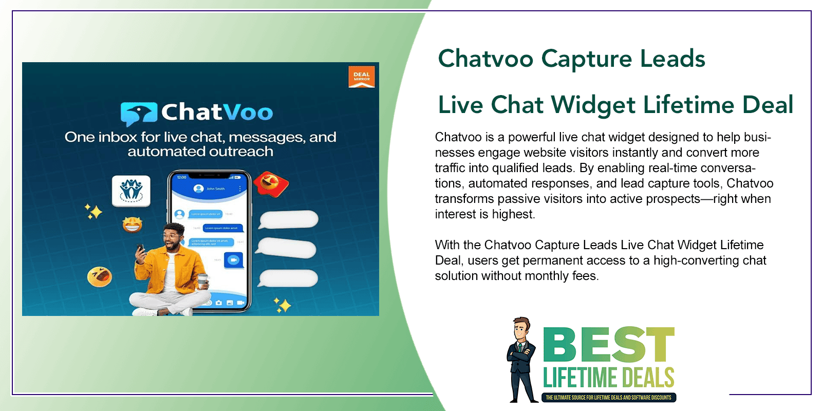 Chatvoo Capture Leads Live Chat Widget Lifetime Deal Featured Image