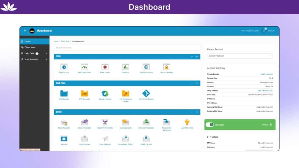 HostNirvana Dashboard