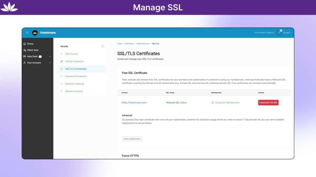 HostNirvana Manage SSL