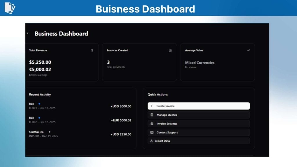 InvoiceDeck Dashboard Image