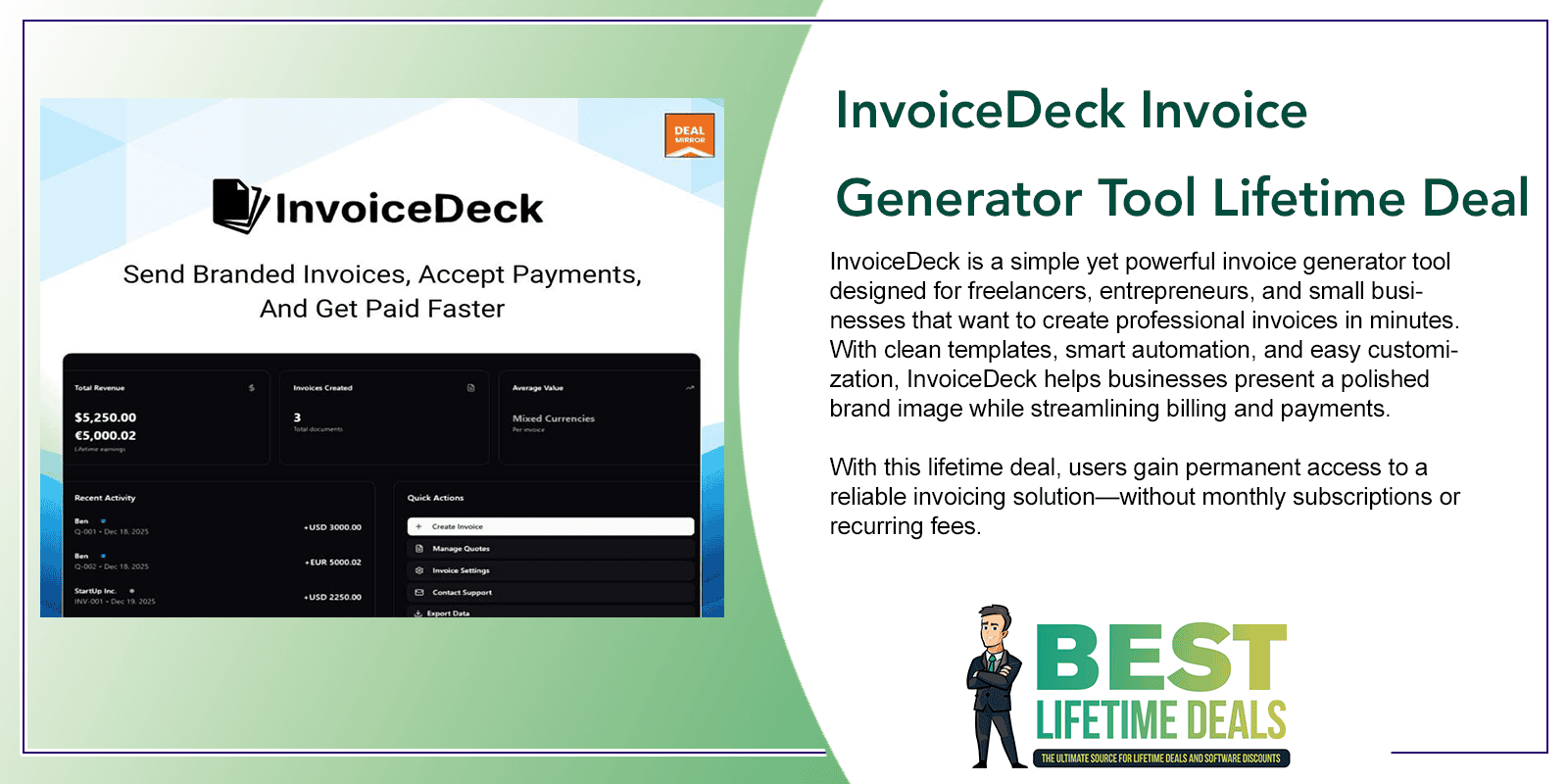 InvoiceDeck Invoice Generator Tool Lifetime Deal Featured Image