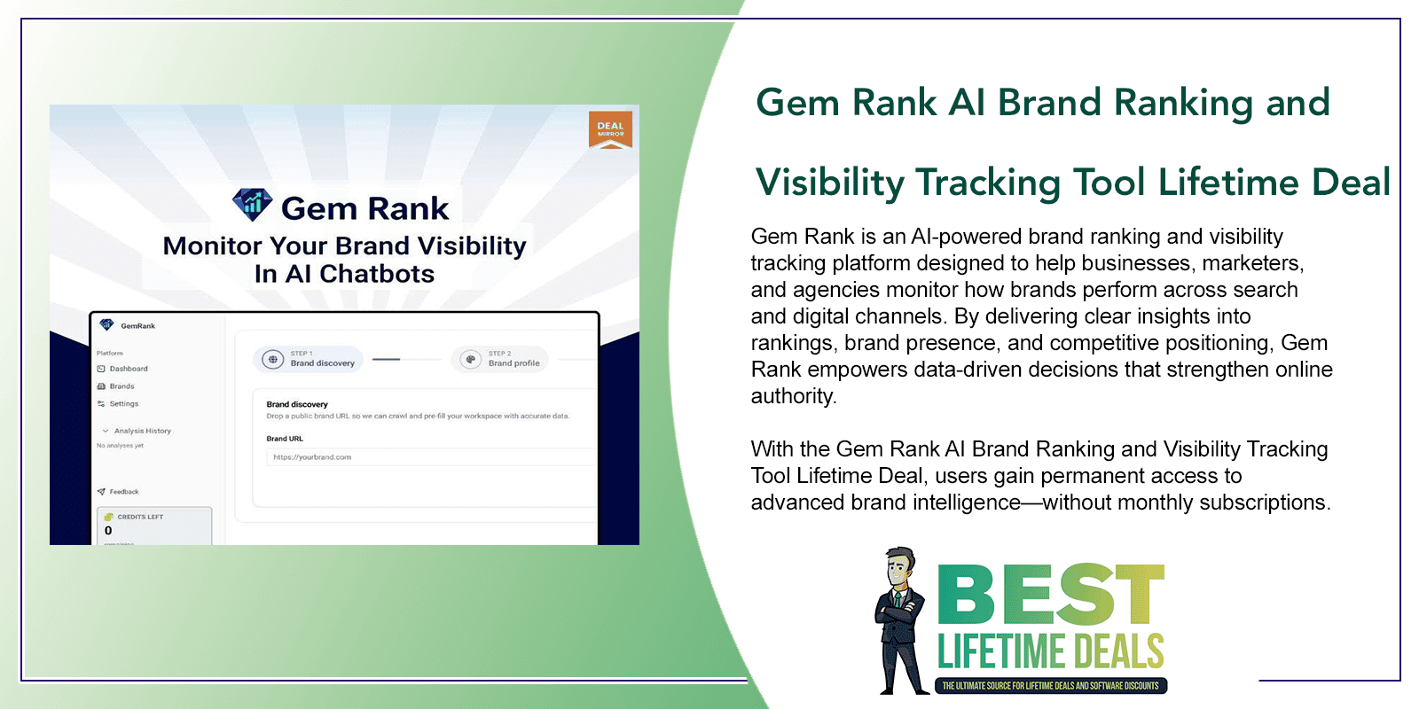Gem Rank AI Brand Ranking and Visibility Tracking Tool Lifetime Deal Featured Image