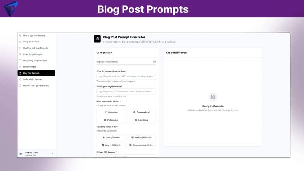 Prompting System Blog Post Prompts
