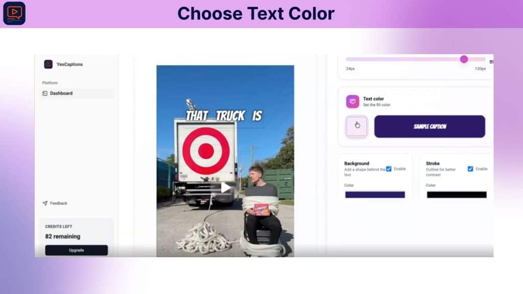 Yes Captions Choose Text Color