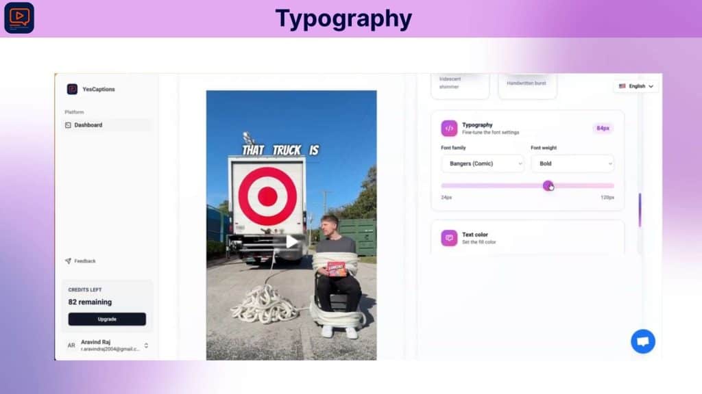 Yes Captions Typography