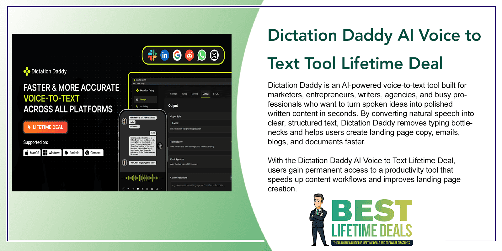 Dictation Daddy AI Voice to Text Tool Lifetime Deal Featured Image