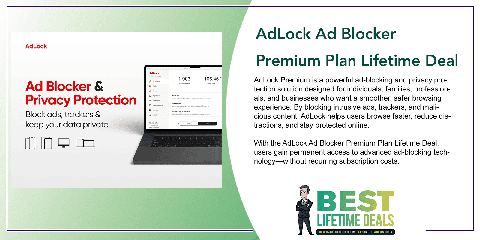 AdLock Ad Blocker Premium Plan Lifetime Deal Featured Image