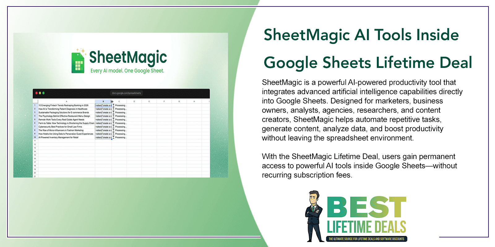 SheetMagic AI Tools Inside Google Sheets Featured Image
